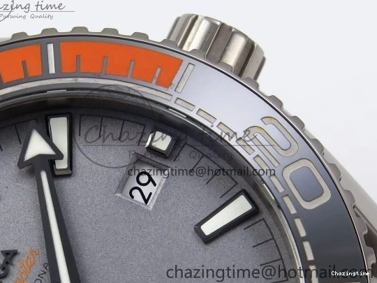 0227 Comfortable Planet Ocean 43.5mm SS VSF 1:1 Best Edition Black Orange Bezel Gray Dial on Nylon Strap A8900 Super Clone V 7730